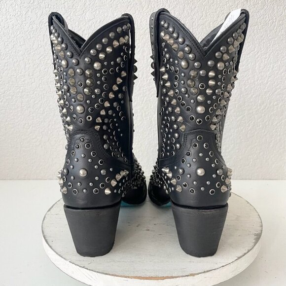 Lane DOLLY Womens Cowboy Bootie 9.5 Black Leather Western Cowgirl Short Boots - Picture 3 of 12